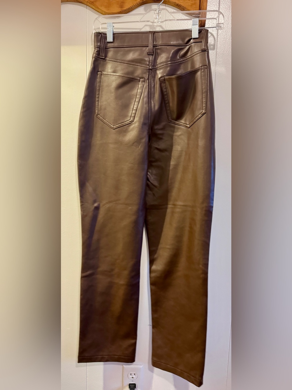 Abercrombie & Fitch Chocolate Brown Faux Leather Straight-Leg Pants - Picture 6 of 6